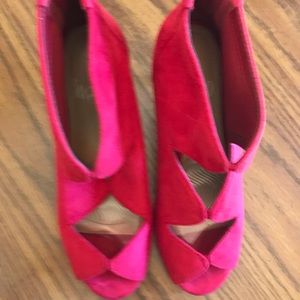Red pair of 3 inch high heels